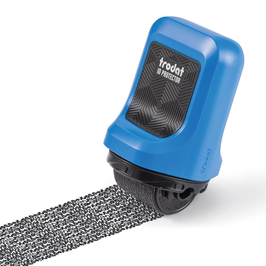 sello azul de protección de datos de la marca trodat